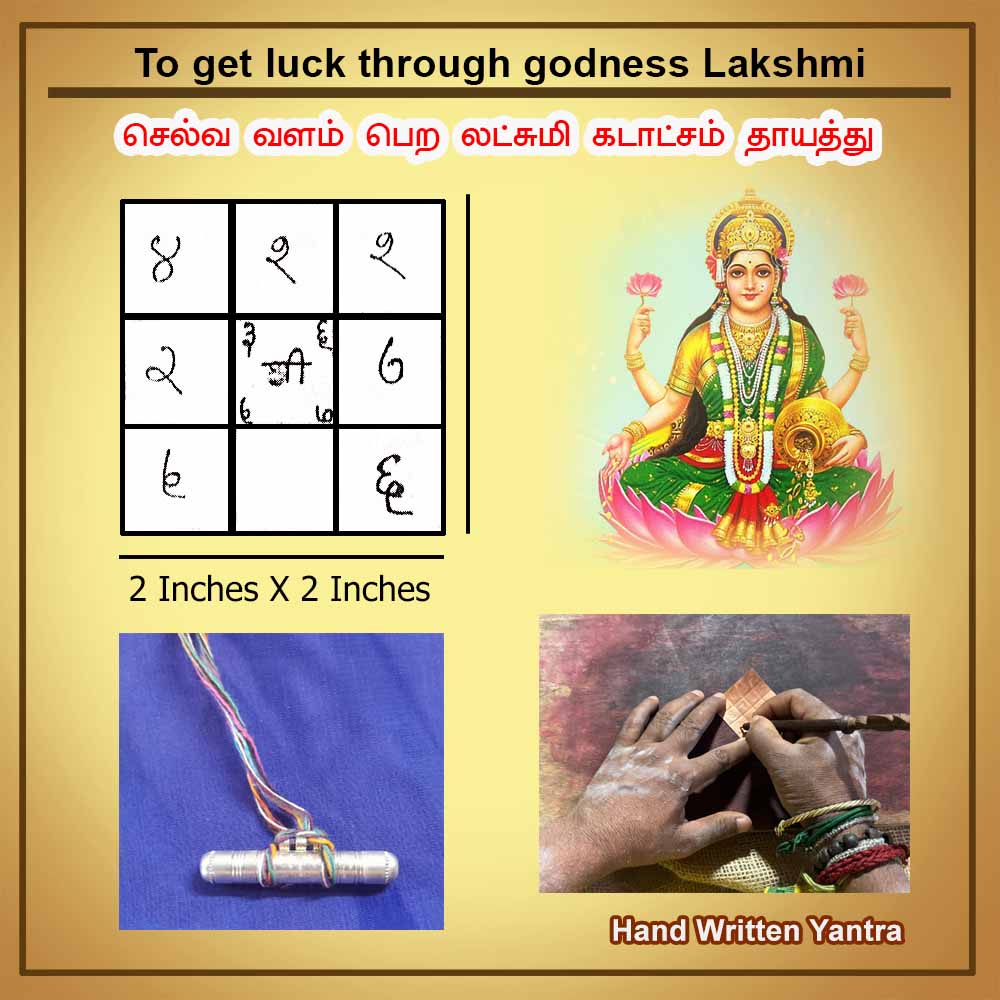 To get luck through godness Lakshmi